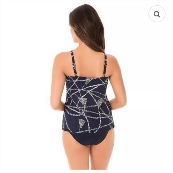Miraclesuit Navy and White Nautical Rope design Tankini TOP ONLY size 8 - Picture 2 of 12